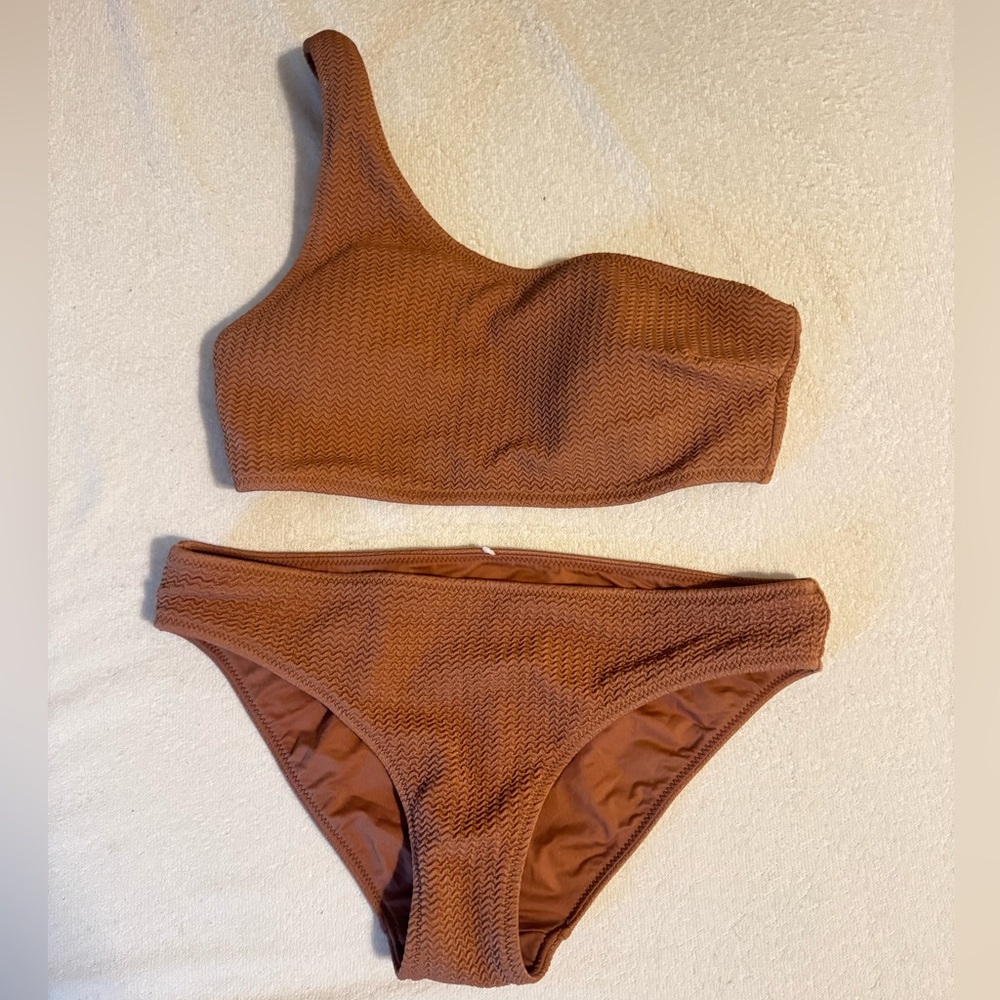 Seafolly Textured One-Shoulder Bikini in Rust